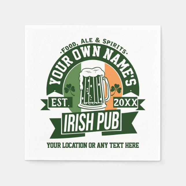Your Name Irish Pub | Personalize St Patrick's Day Napkin (Front)