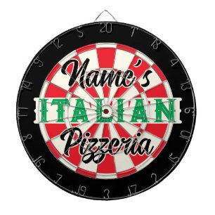Your Name ITALIAN Pizzeria Vintage Style Patriotic Dartboard