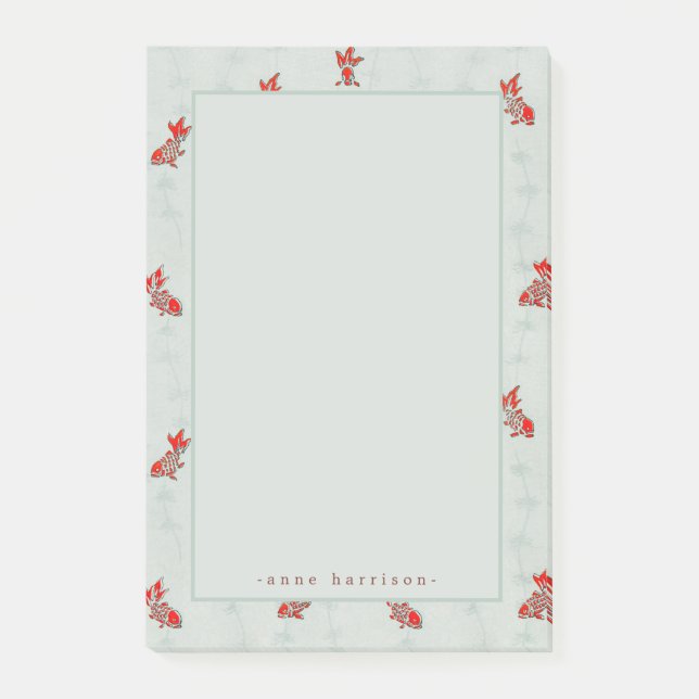Your Name Japanese Woodblock Goldfish Koi Post-it Notes (Front)