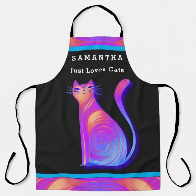 Your Name Just Love Cats Cute Cat Quote Apron (Front)