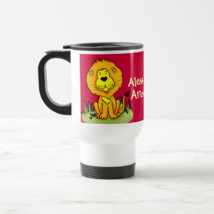 "Your name" kids lion red travel / club mug
