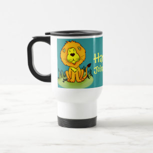 "Your name" kids lion travel / club mug