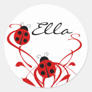 Your Name Ladybug Round Sticker