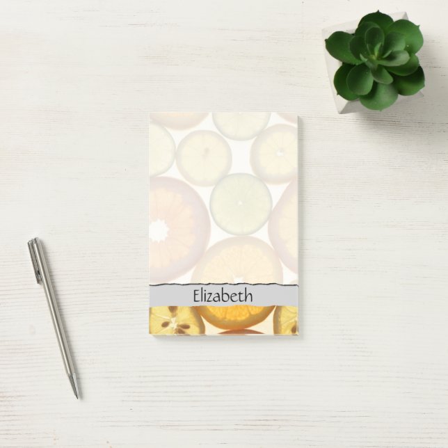 Your Name - Lemon, Orange and Lime Slices - Yellow Post-it Notes (Office)