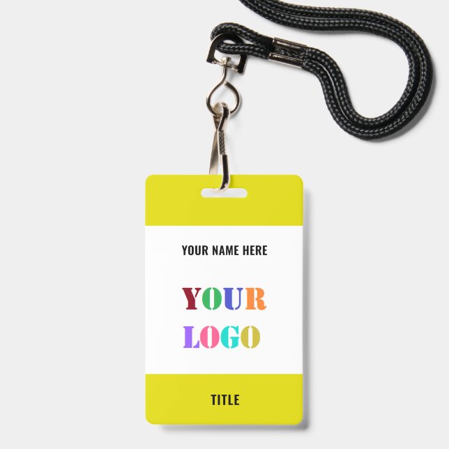 Your Name Logo Info Branded Business Badge Example (Arrière avec lanière)