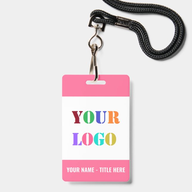 Your Name Logo or Photo Business Badges Example (Avant avec lanière)