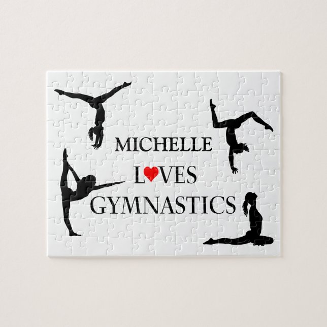 "YOUR NAME" Loves Gymnastics Jigsaw Puzzle (Horizontal)