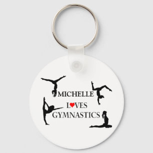 "YOUR NAME" Loves Gymnastics Keychain