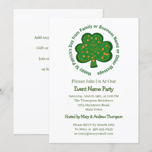 Your Name Message St Patricks Day Green Shamrock Invitation