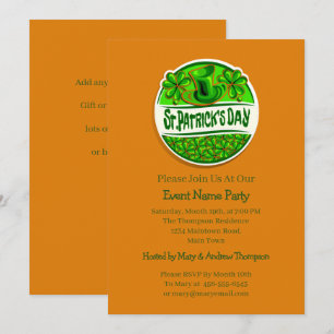 Your Name Message St Patricks Day Green Shamrock Invitation