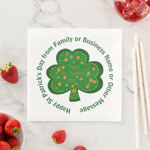 Your Name Message St Patricks Day Green Shamrock Napkin