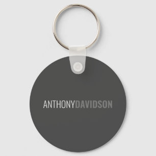 Your Name Minimalist Elegant Professional Grey Keychain