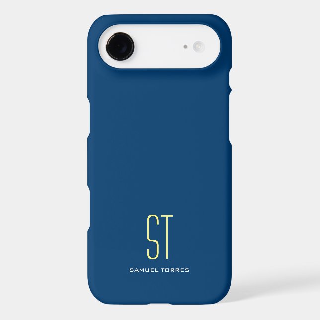 Your name modern plain simple blue yellow monogram (Back)