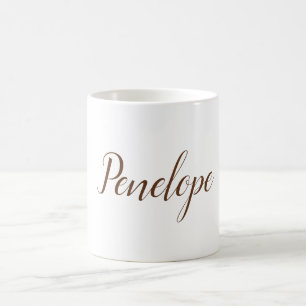 Your Name Modern Simple Plain Brown White Coffee Mug