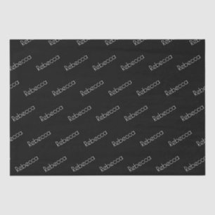 Your Name   Modern White Typeface on Black Tissue Paper