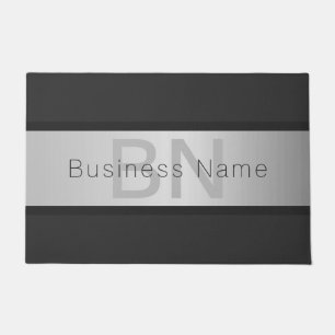 Your Name & Monogram   Greys & Faux Silver Look Doormat