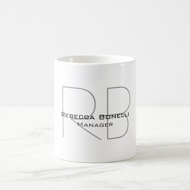 Your Name Monogram Your Title Modern Coffee Mug (Center)