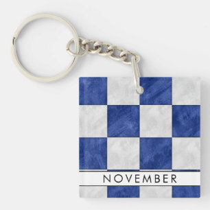 Your Name + Nautical Signal Flag N November Keychain