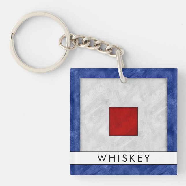 Your Name + Nautical Signal Flag W Whiskey Keychain (Front)