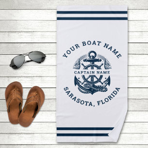 Your Name of Boat Anchor Beach Towel