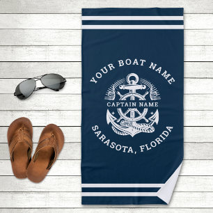 Your Name of Boat Anchor  Beach Towel