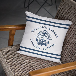 Your Name of Boat Ancient Anchor  Throw Pillow