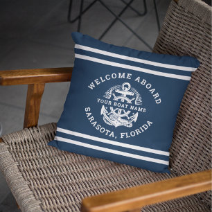 Your Name of Boat Ancient Anchor  Throw Pillow