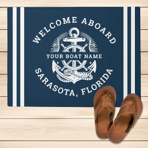Your Name of Boat Vintage Anchor  Doormat
