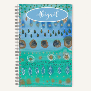 Your name on beautiful watercolour abstract art notebook