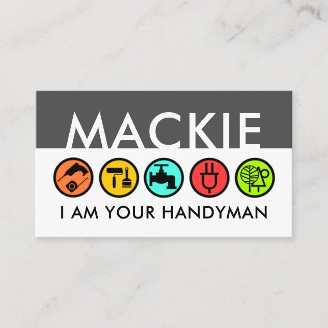 Your Name On Creative Handyman Icons Signage Business Card (Front)