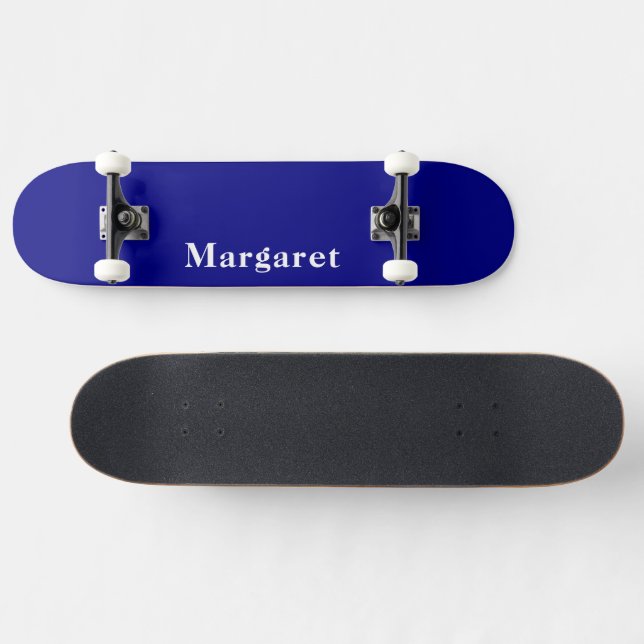 Your Name on Custom Navy Blue Modern Skateboard (Horz)
