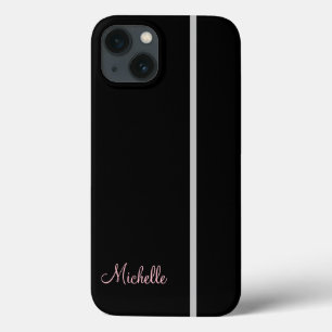 Your Name On Gray Stripe on Black Graphic iPhone 13 Case