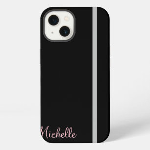 Your Name On Gray Stripe on Black Graphic iPhone 13 Case