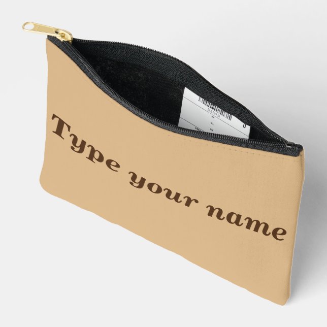 Your Name on Light Brown Pouch (Open)