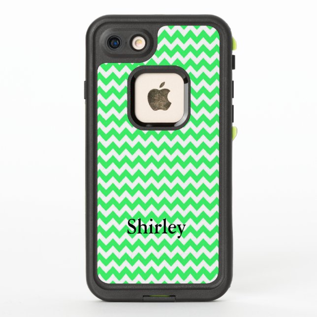 Your Name on Light Green Chevron LifeProof iPhone Case (Back)