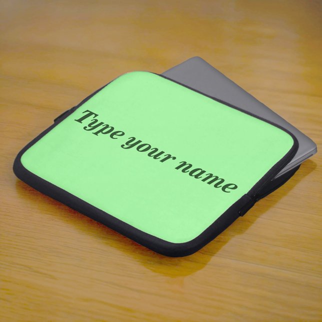 Your Name on Light Green Laptop Sleeve (Light green laptop sleeve with your name)