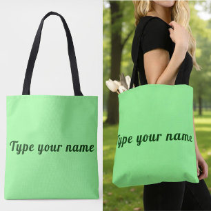 Your Name on Light Green Tote Bag