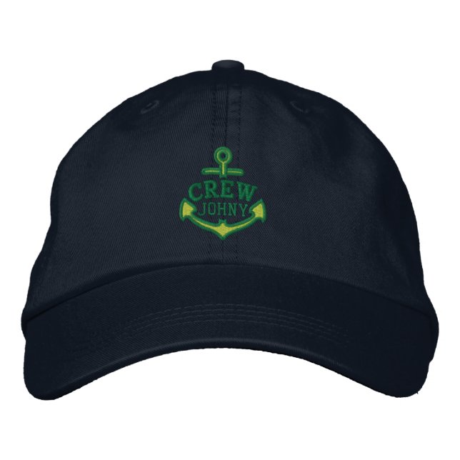 Your Name on Nautical Anchor Embroidery for CREW Embroidered Hat (Front)