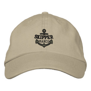 Your Name on Nautical Anchor Embroidery Skipper Embroidered Hat