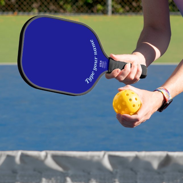 Your Name on Plain Blue Pickleball Paddle (Insitu)