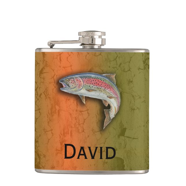 Your Name on this Rainbow Trout Flask (Front)