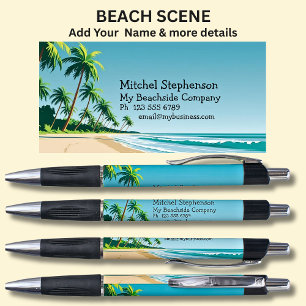 Your Name & Optional Details on Beach Scene Pen