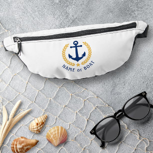Your Name or Boat Anchor Gold Laurel Star Fanny Pack