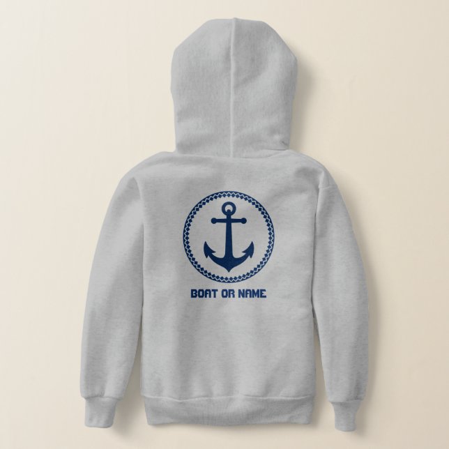 Your Name or Boat Name Sea Anchor Navy & Grey (Laydown Back)