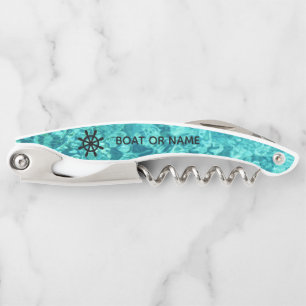 Your Name or Boat Name Ship Wheel Corkscrew