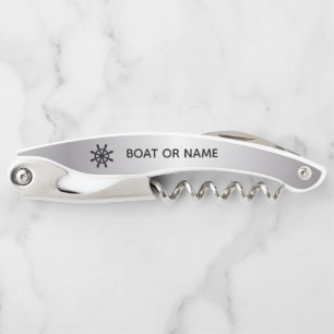 Your Name or Boat Name Ship Wheel Corkscrew