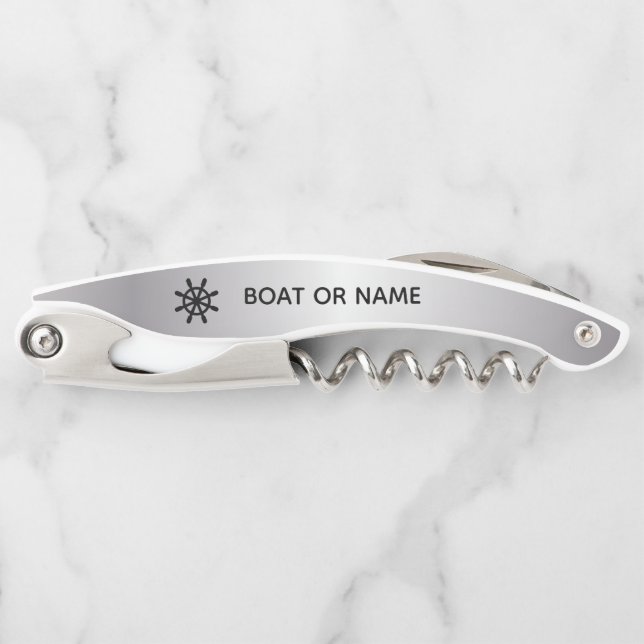 Your Name or Boat Name Ship Wheel   Corkscrew (Front)