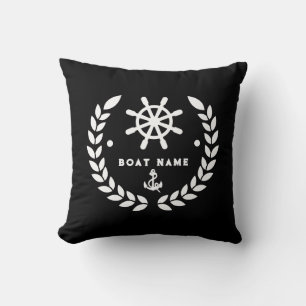 Your Name or Boat Vintage Nautical Anchor  Throw Pillow