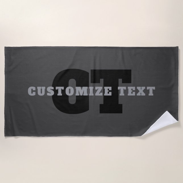 Your Name or Business Name | Modern Masculine Grey Beach Towel (Front)