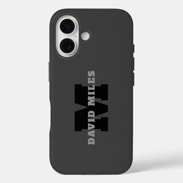 Your Name or Business Name | Modern Masculine Grey Case-Mate iPhone Case (Back)